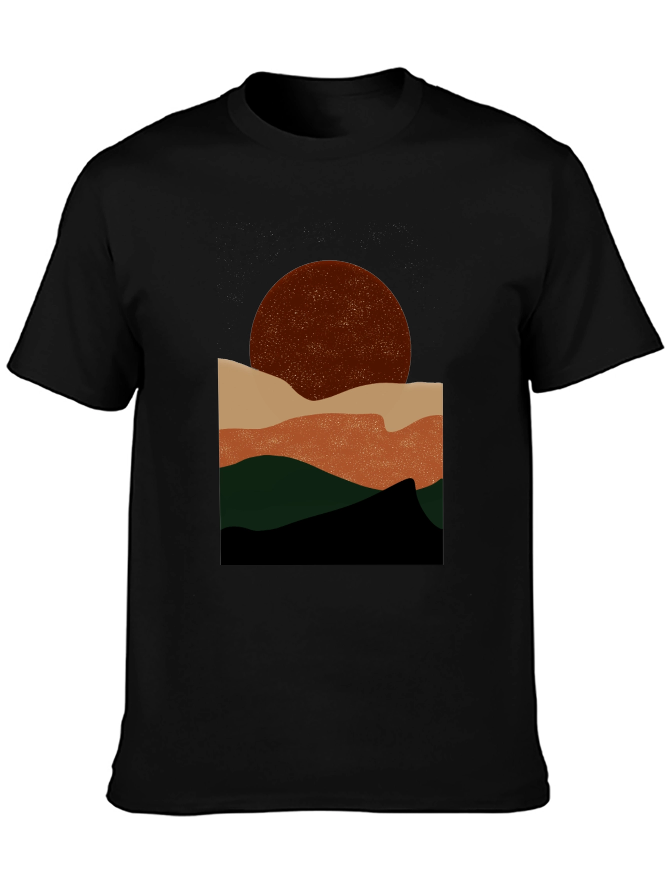 Abstract Mountain Sunset Graphic Tee - Black