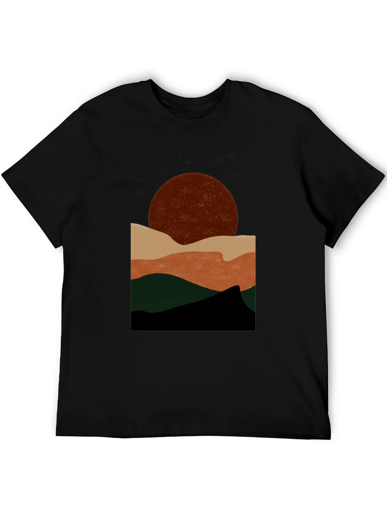 Abstract Mountain Sunset Graphic Tee - Black