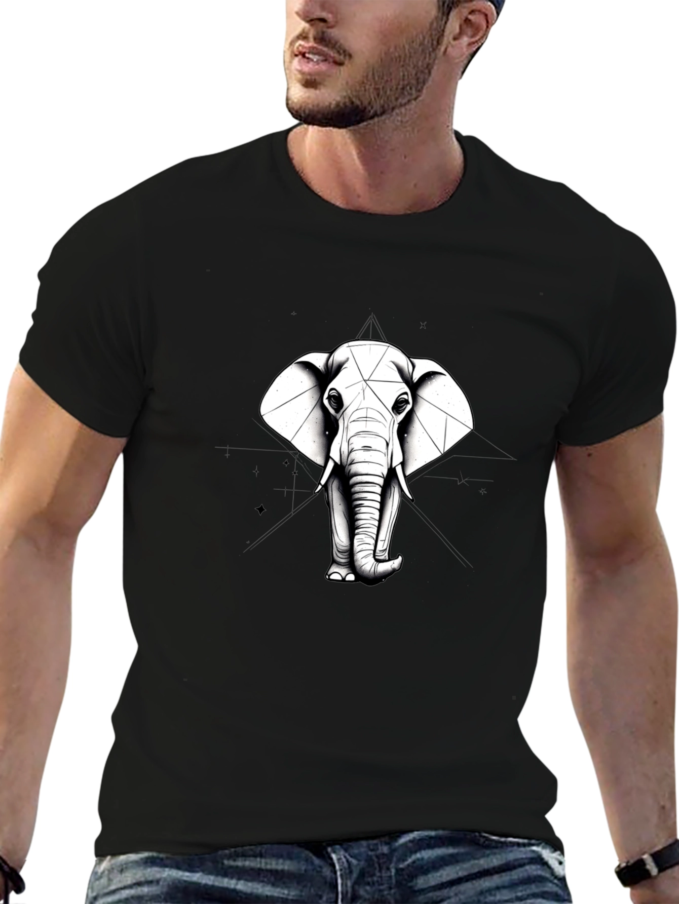Elephant Geometric T-Shirt - Unisex Graphic Tee