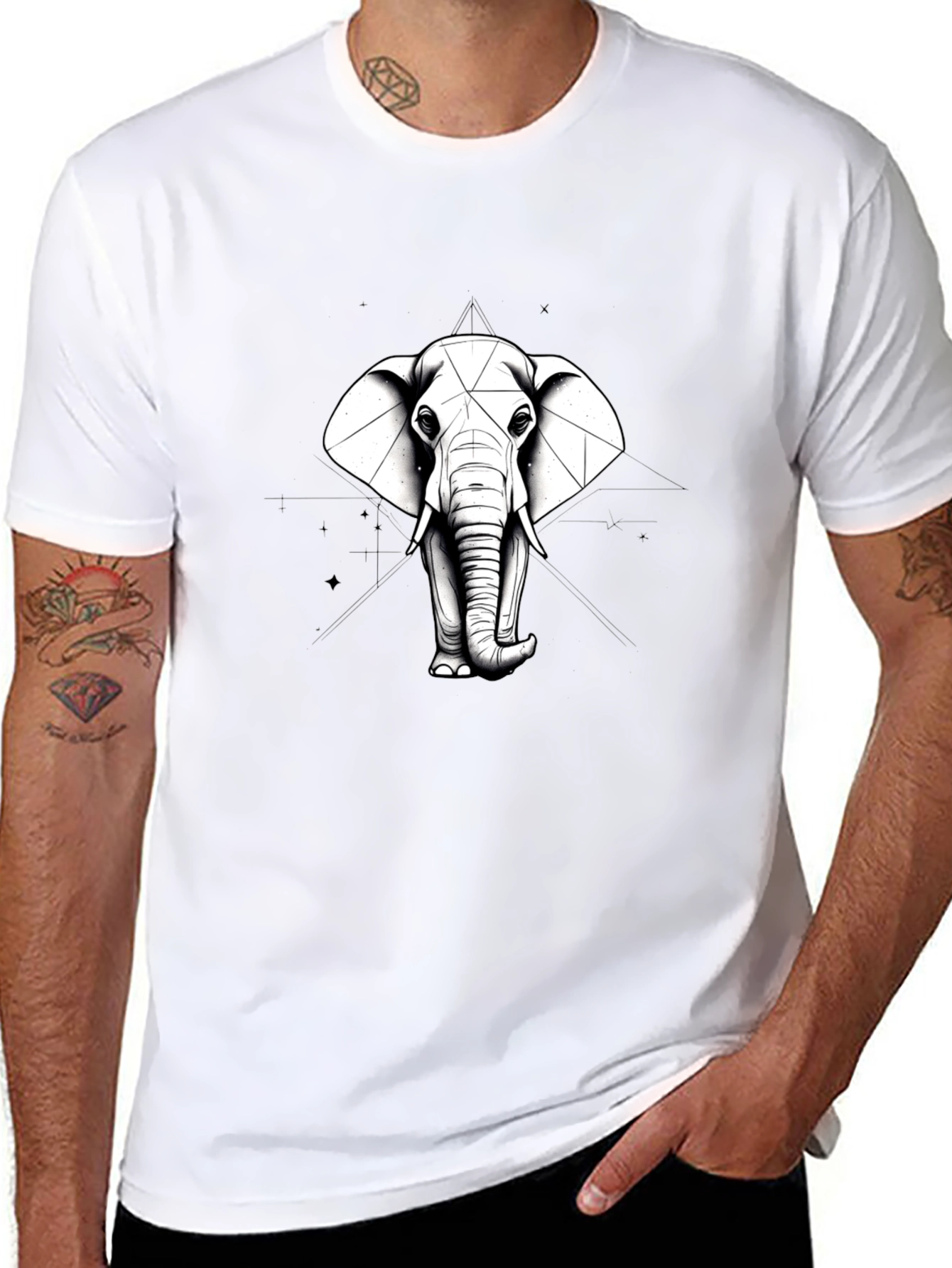 Elephant Geometric T-Shirt - Unisex Graphic Tee