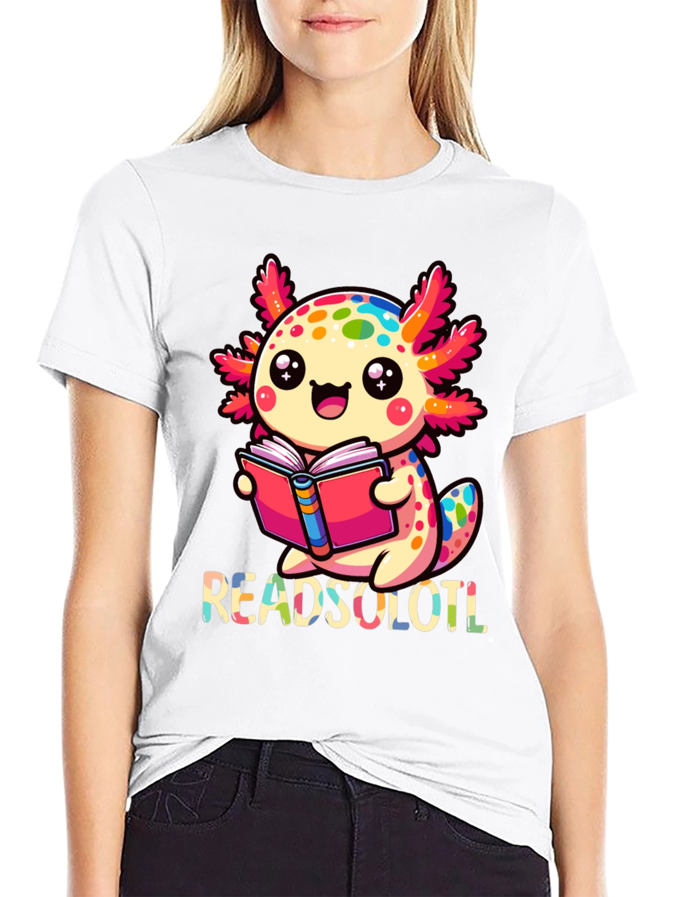 Readsolotl T-Shirt - Cute Axolotl Reading Book