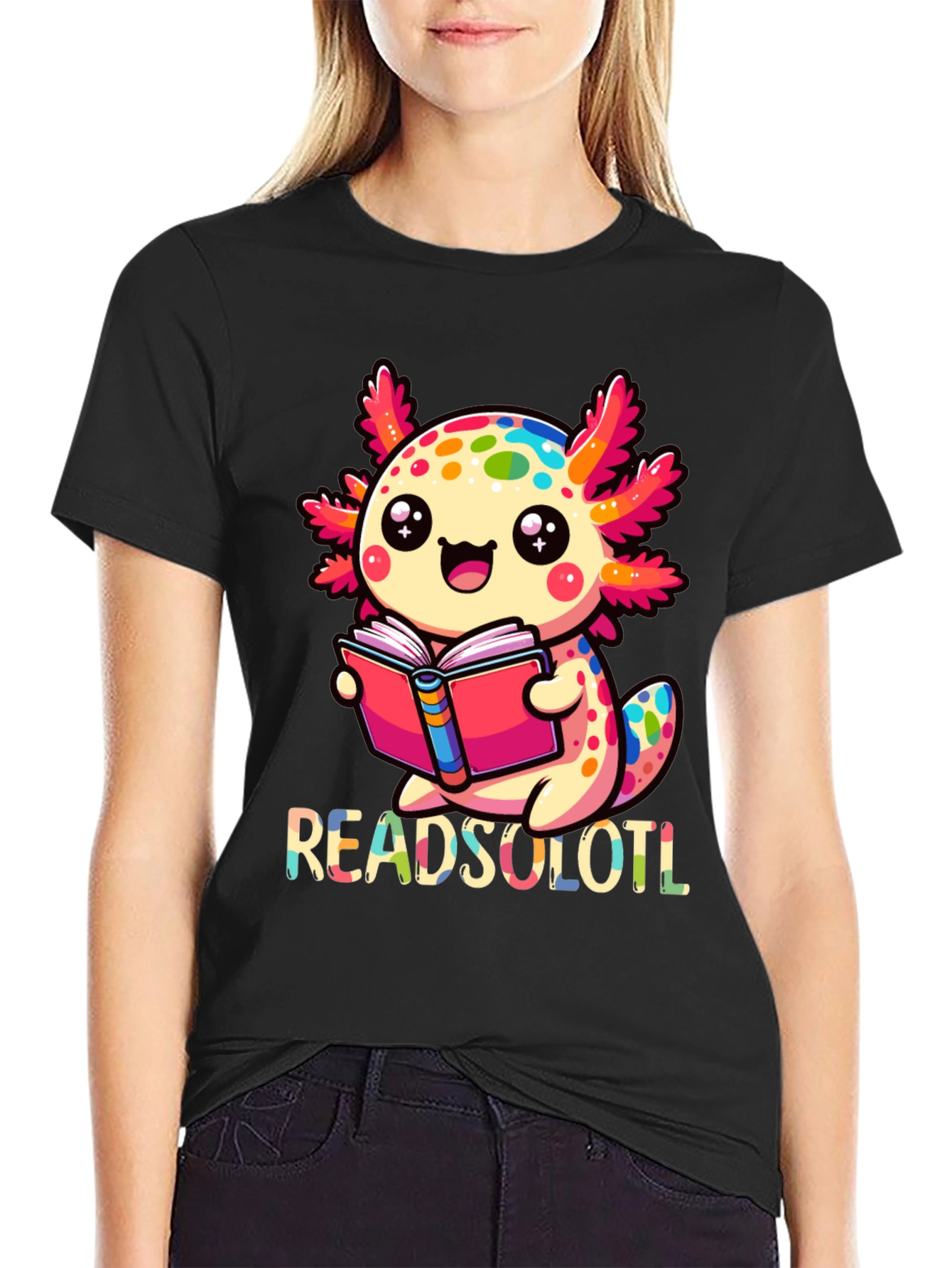 Readsolotl T-Shirt - Cute Axolotl Reading Book