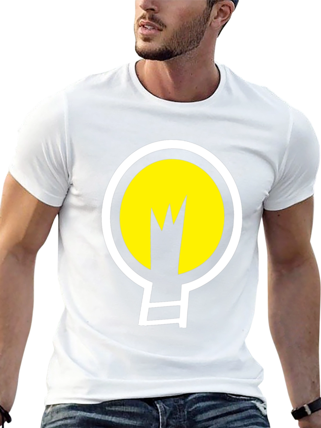 Abstract Light Bulb Graphic Tee - Black