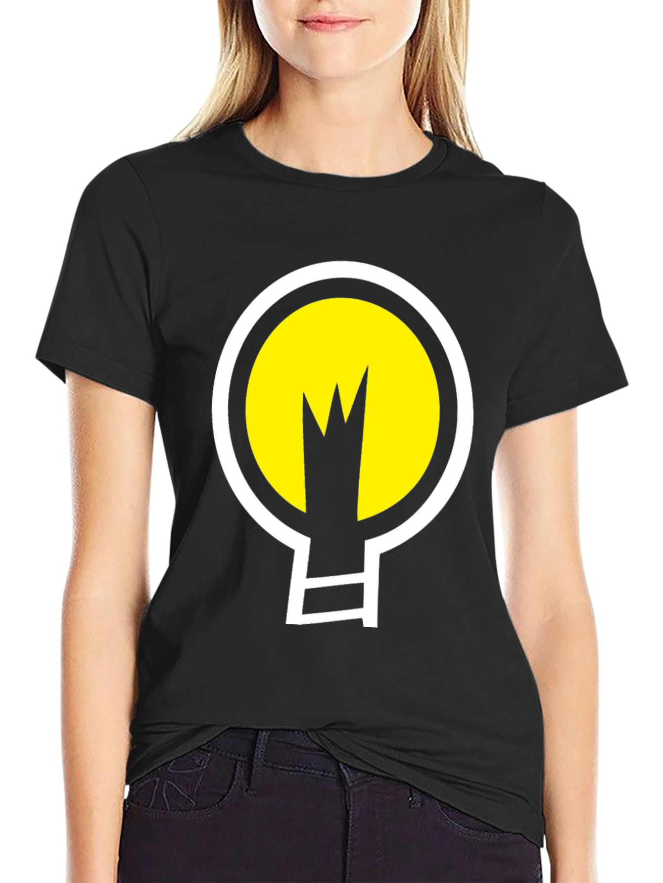 Abstract Light Bulb Graphic Tee - Black