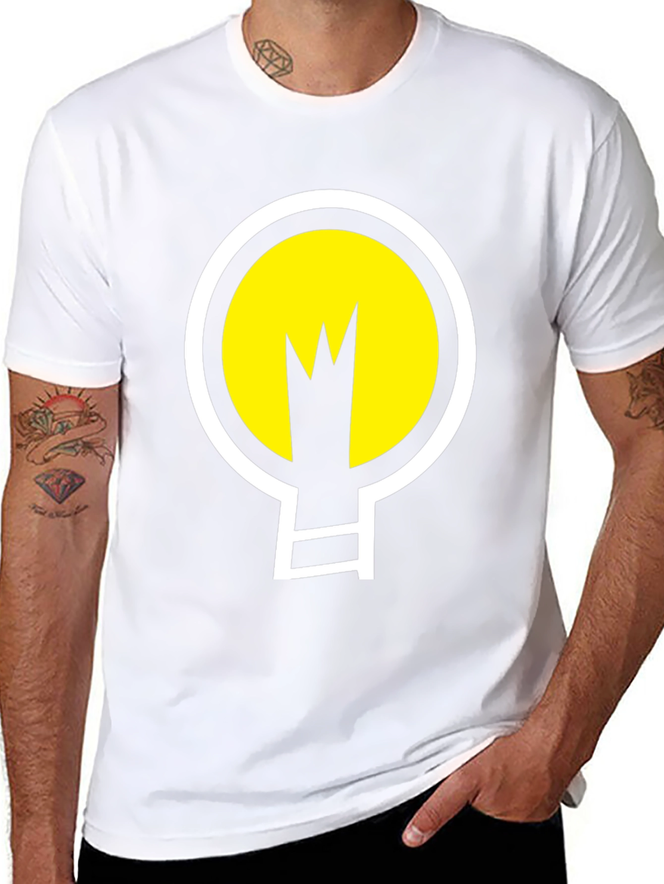 Abstract Light Bulb Graphic Tee - Black