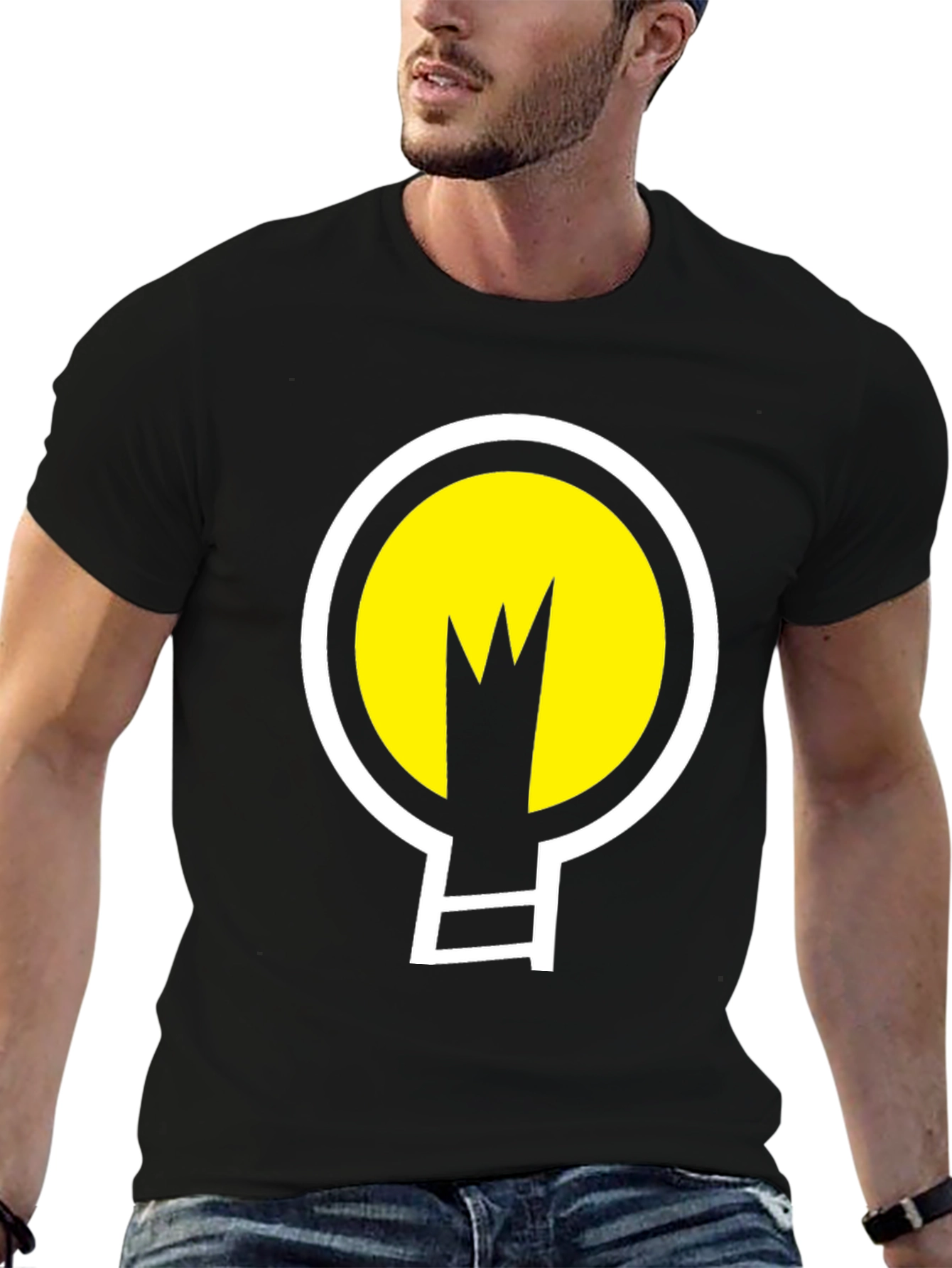 Abstract Light Bulb Graphic Tee - Black