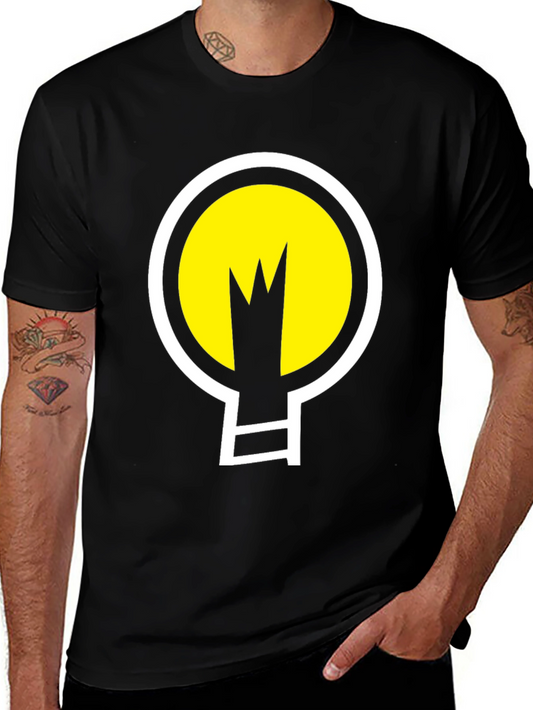 Abstract Light Bulb Graphic Tee - Black