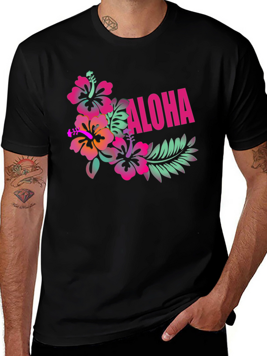 Aloha Floral Graphic Black T-Shirt