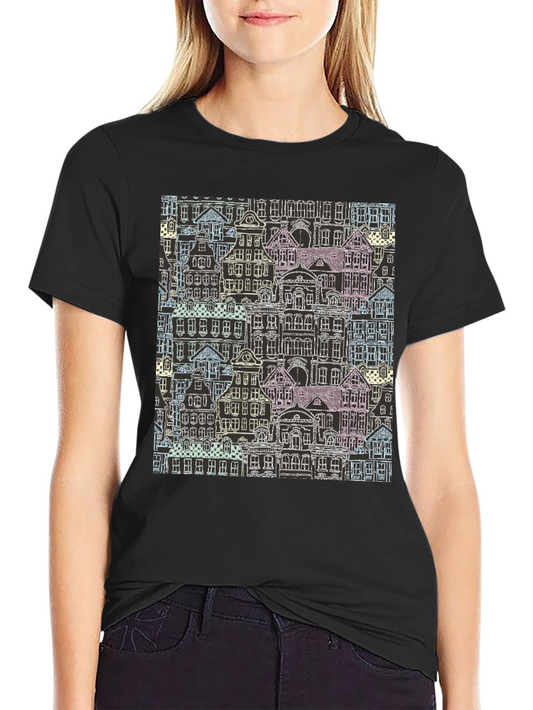 Urban Sketch T-Shirt - Modern Cityscape Design