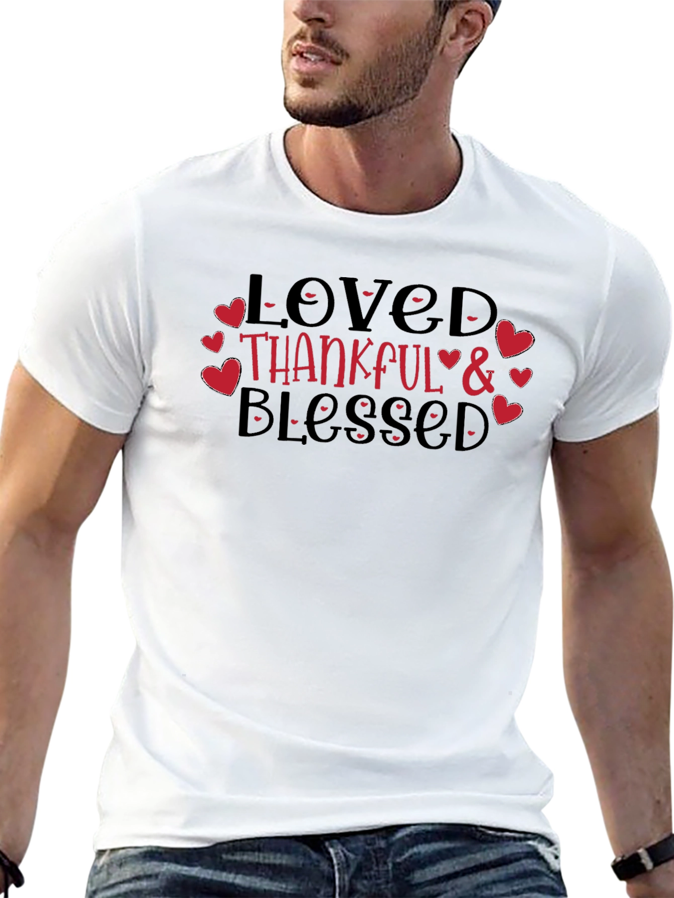 Loved Thankful & Blessed Graphic T-Shirt