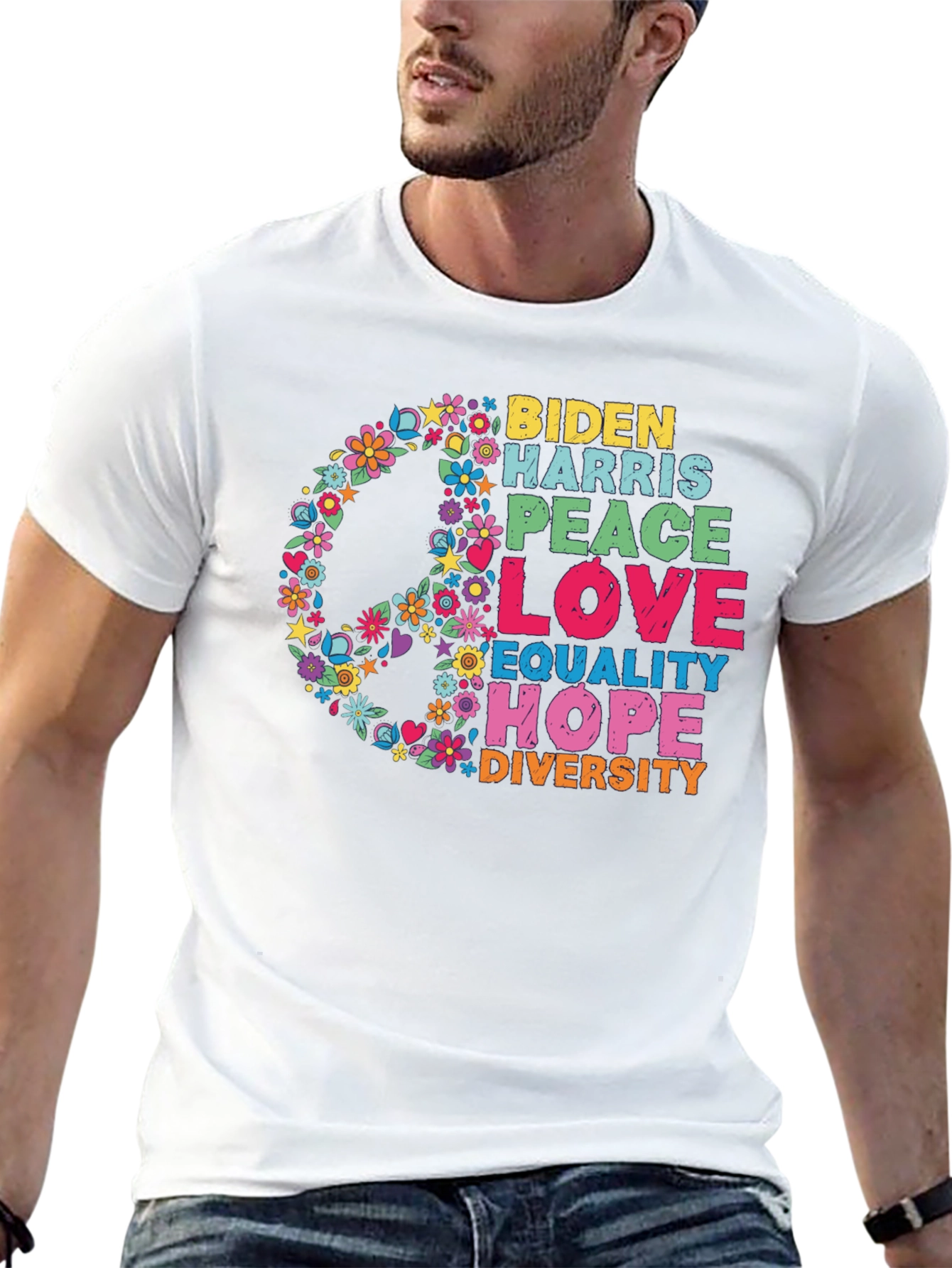 Biden Harris Peace Love Equality Hope Diversity T-Shirt