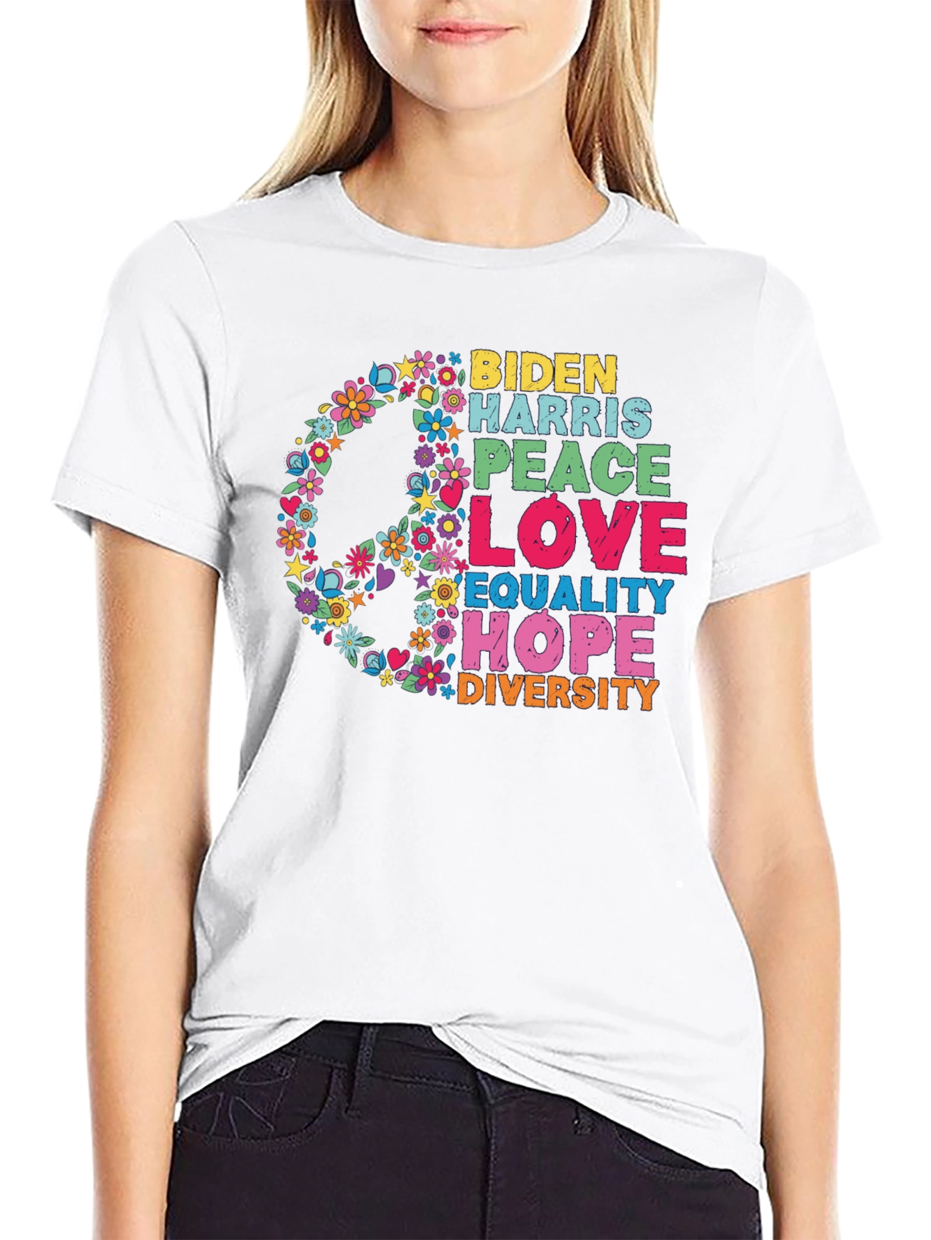 Biden Harris Peace Love Equality Hope Diversity T-Shirt