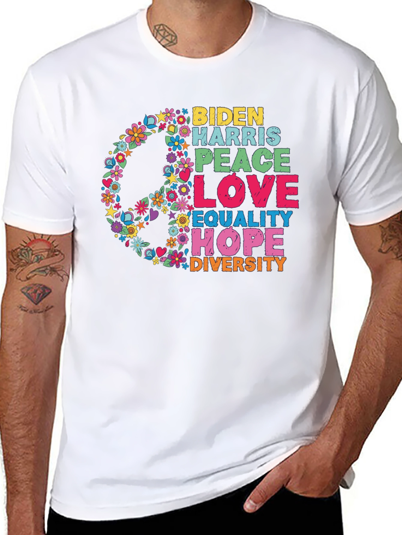 Biden Harris Peace Love Equality Hope Diversity T-Shirt