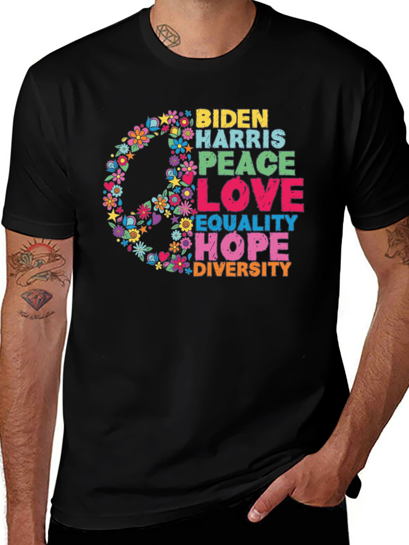 Biden Harris Peace Love Equality Hope Diversity T-Shirt