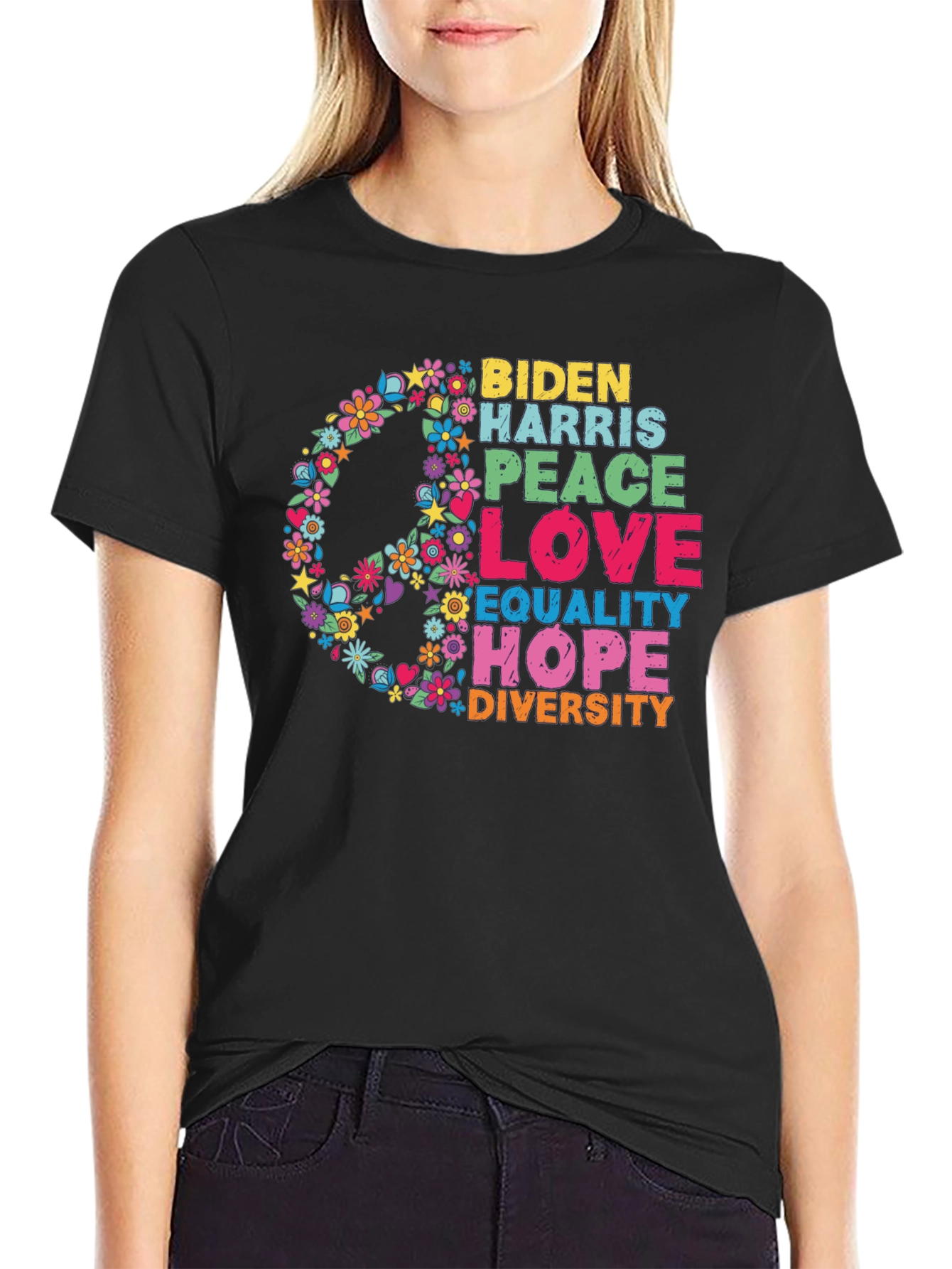Biden Harris Peace Love Equality Hope Diversity T-Shirt