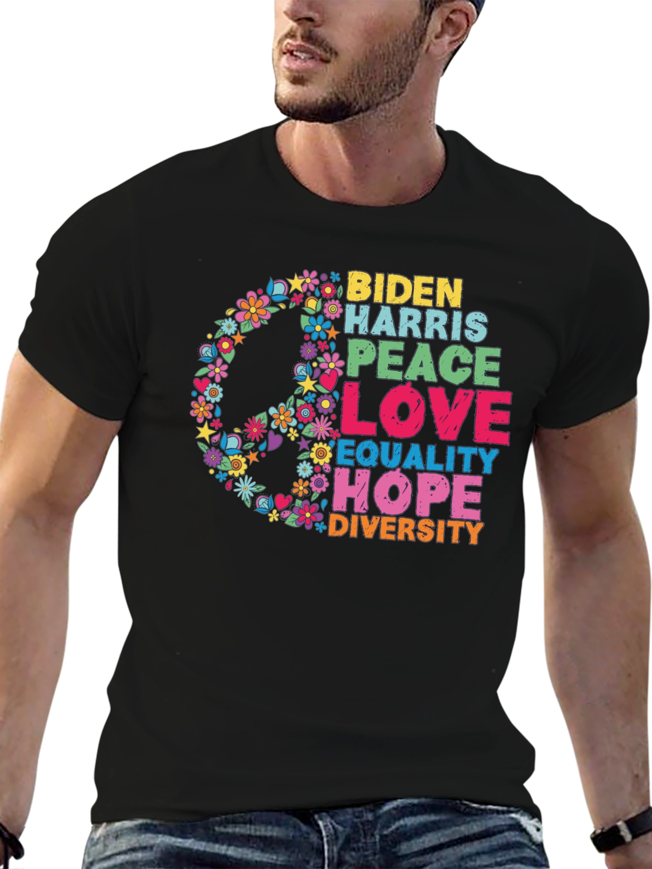 Biden Harris Peace Love Equality Hope Diversity T-Shirt