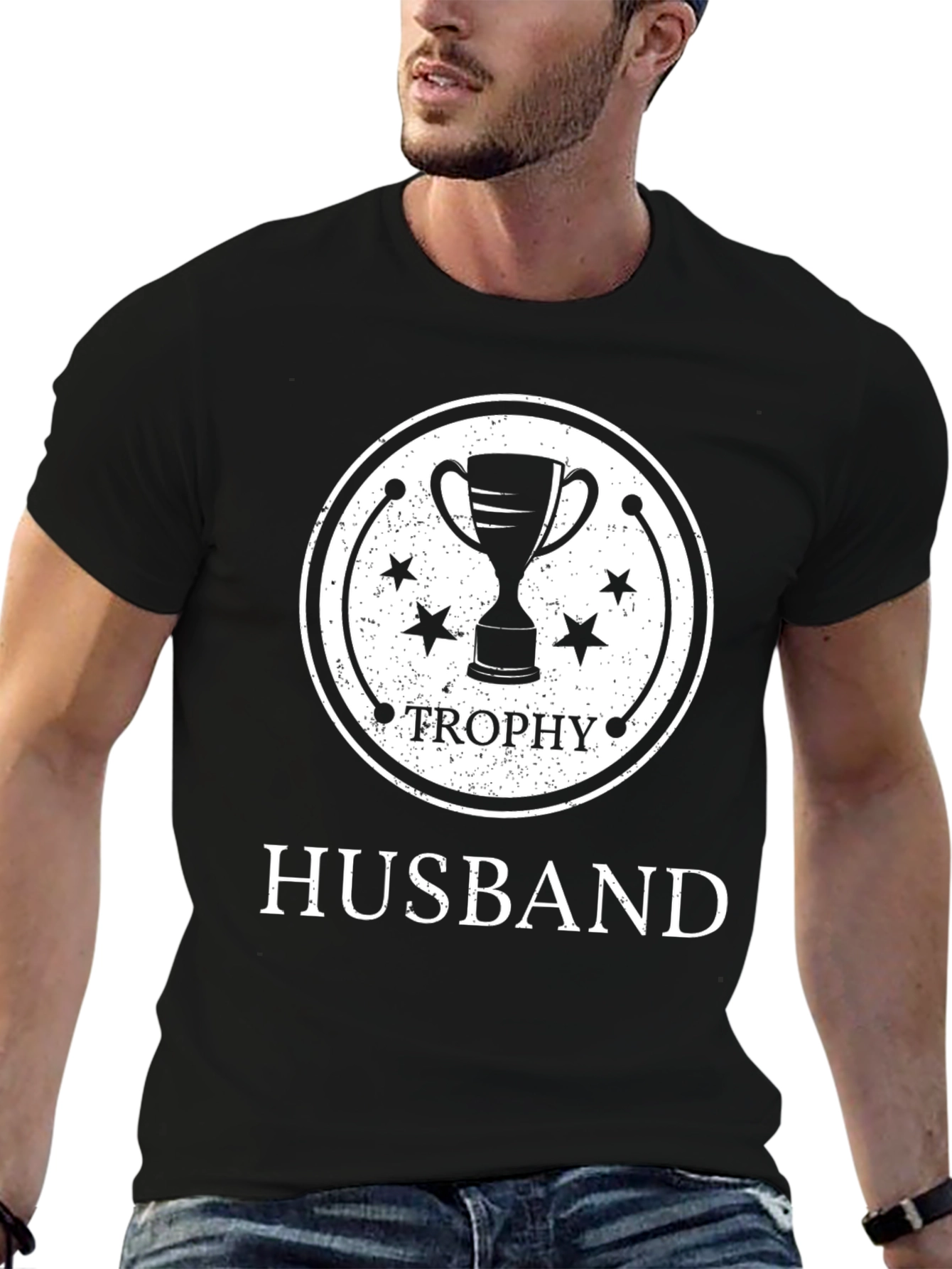 Trophy Husband Black Graphic T-Shirt