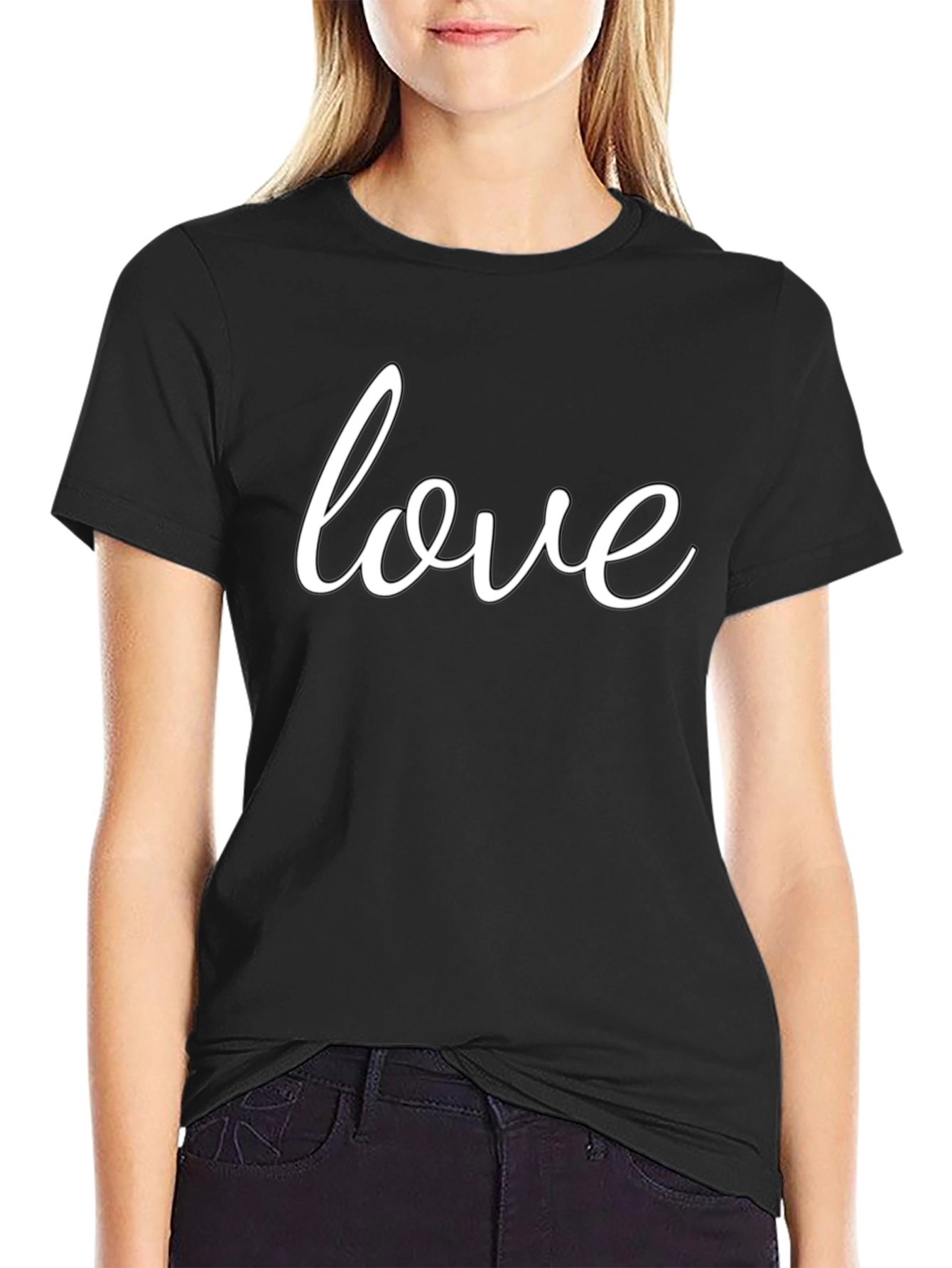 Love Script Black T-Shirt - Soft Cotton Tee