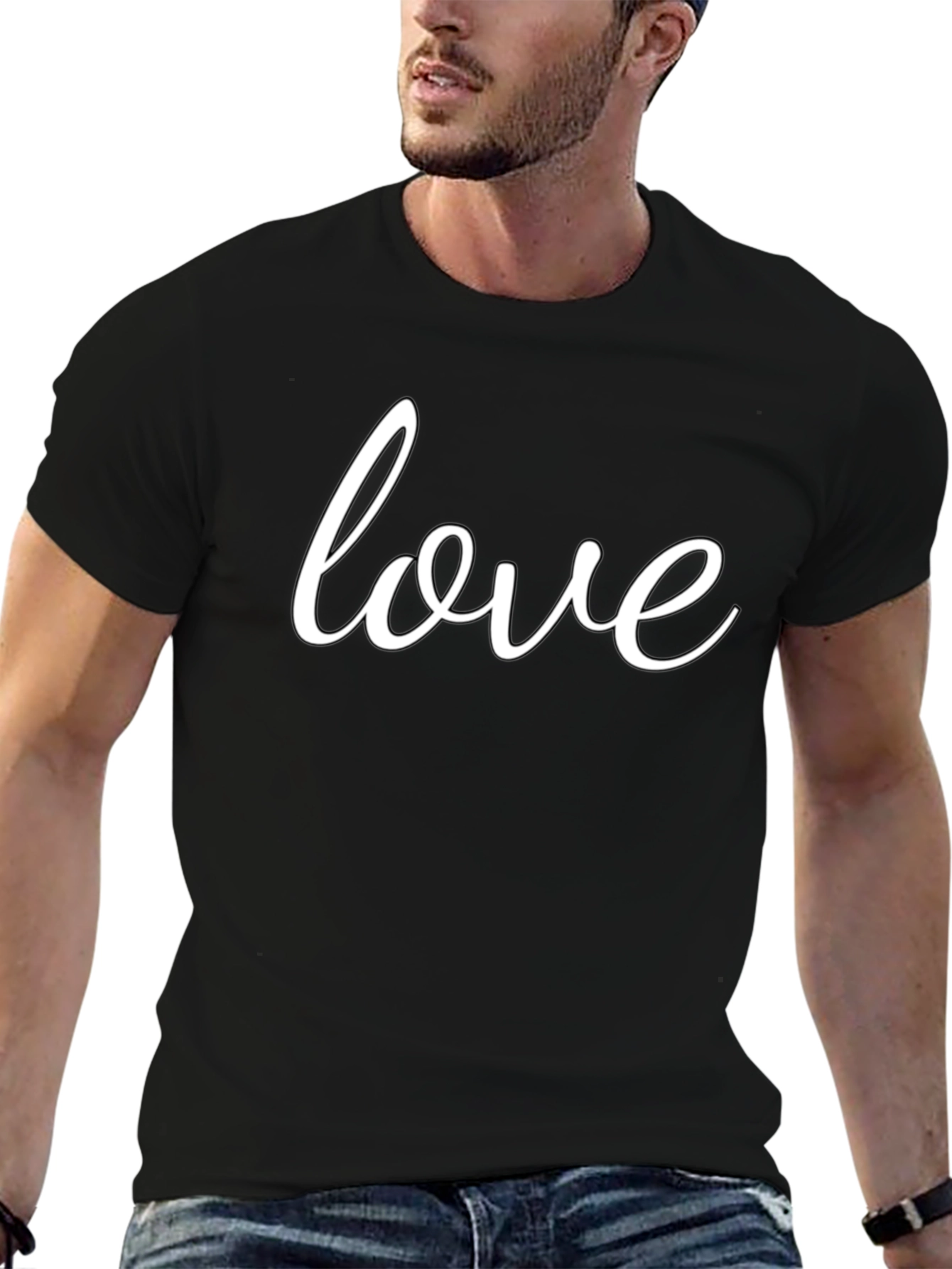 Love Script Black T-Shirt - Soft Cotton Tee
