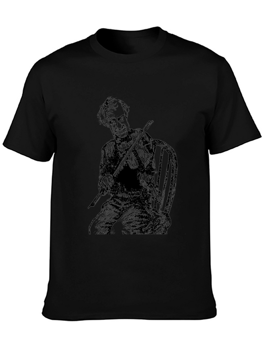 Musician Sketch T-Shirt - Black Cotton Tee