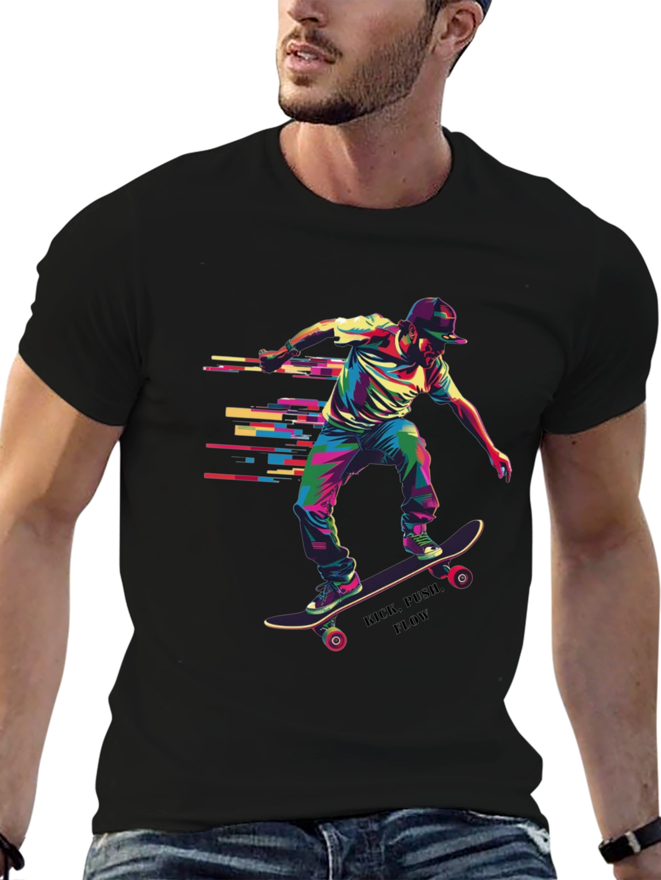 Skateboarder Graphic Tee - Kick Push Flow