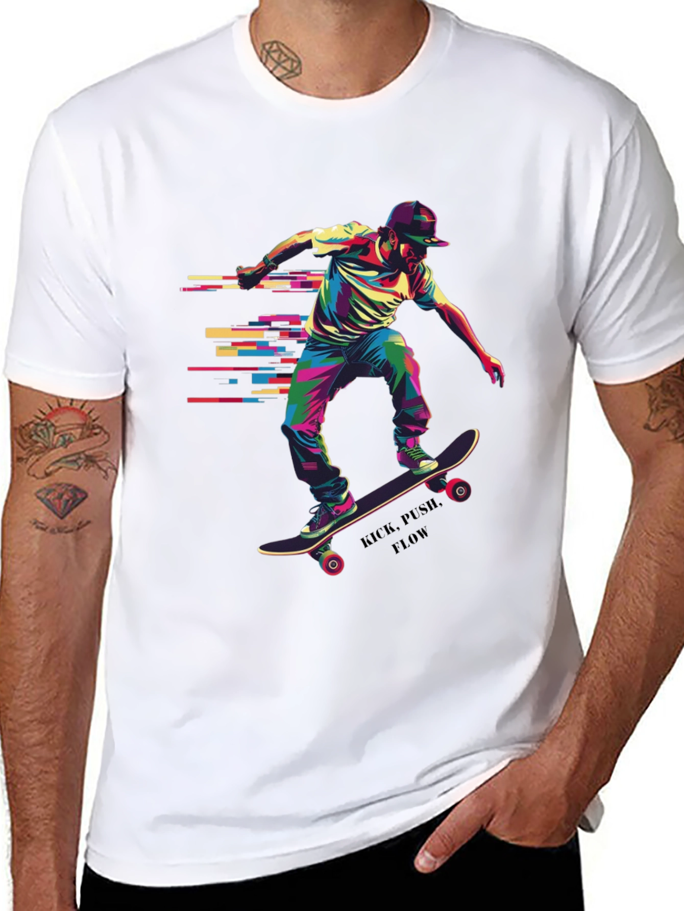Skateboarder Graphic Tee - Kick Push Flow