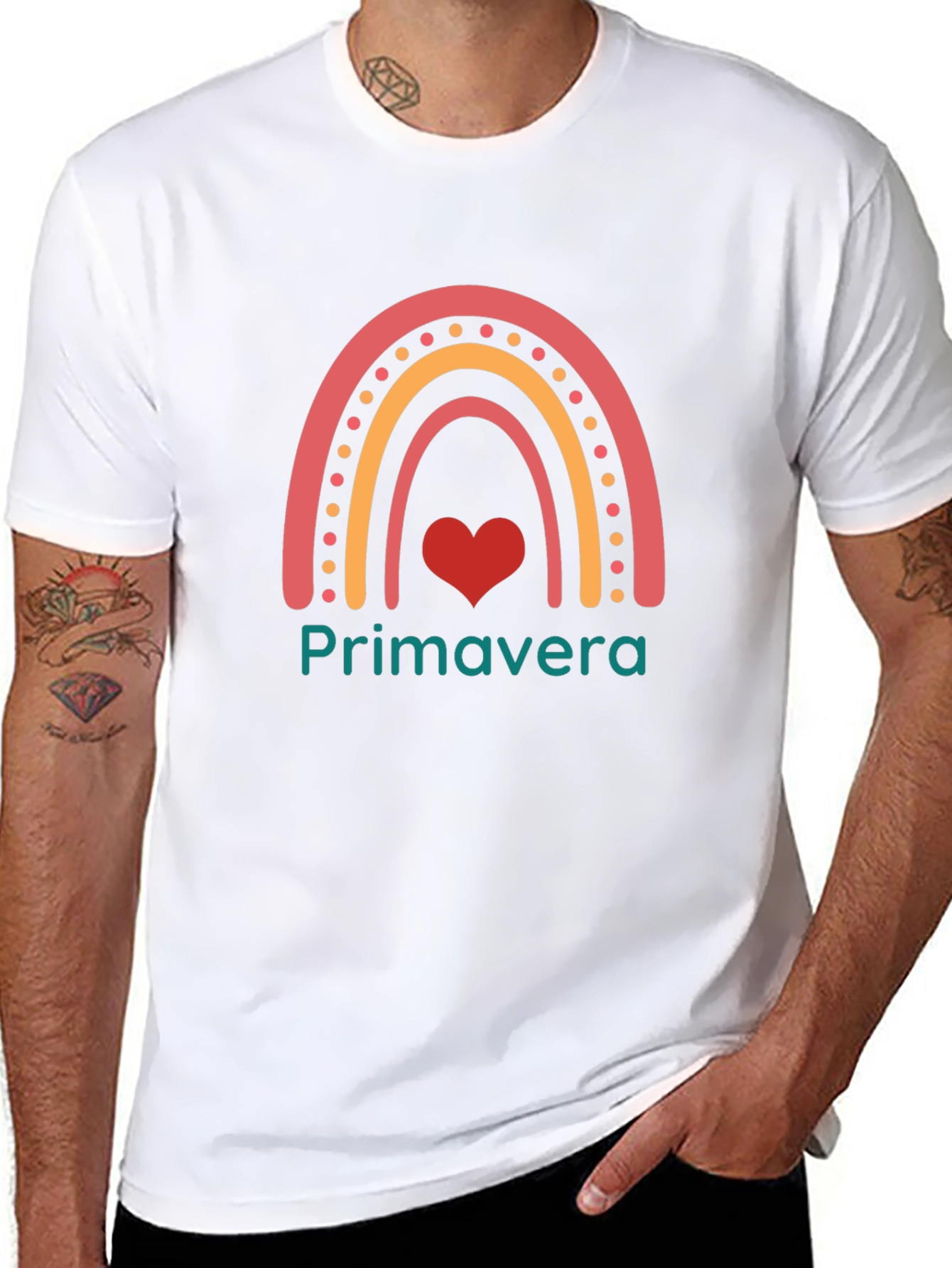 Primavera Rainbow Heart Black T-Shirt