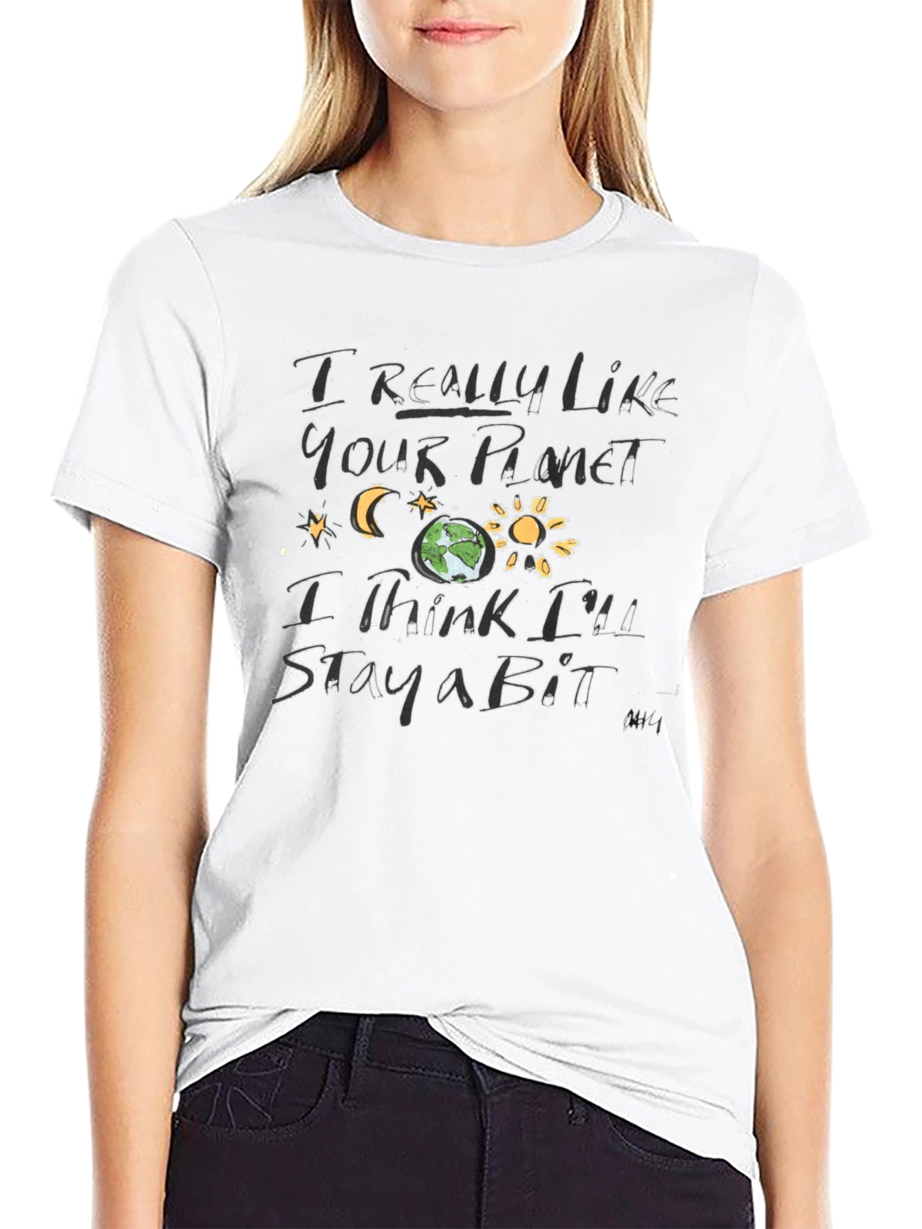 I Really Like Your Planet Black Graphic Tee