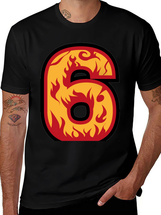 Fiery Number 6 Graphic Tee