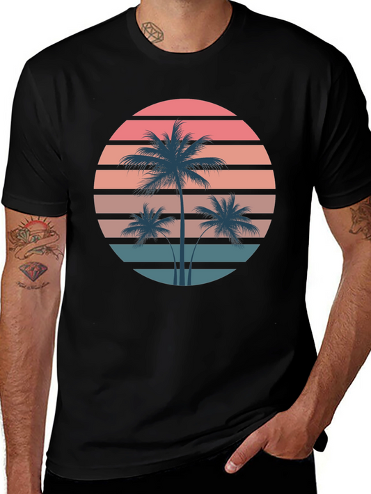 Retro Palm Tree Sunset Graphic T-Shirt