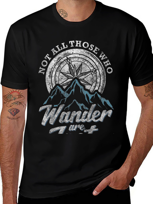 Not All Those Who Wander T-Shirt Compass Adventure Black
