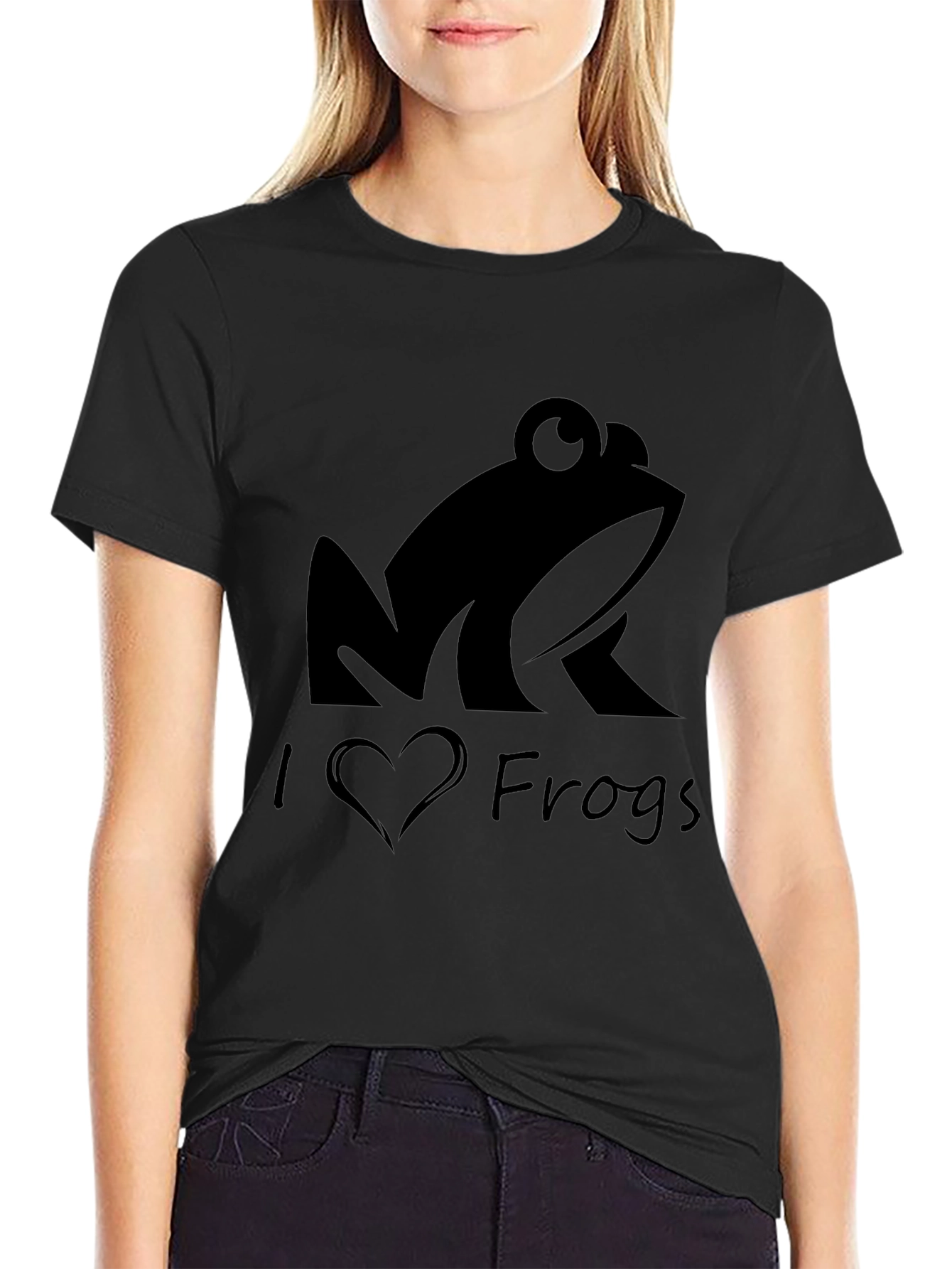 I Love Frogs Black T-Shirt