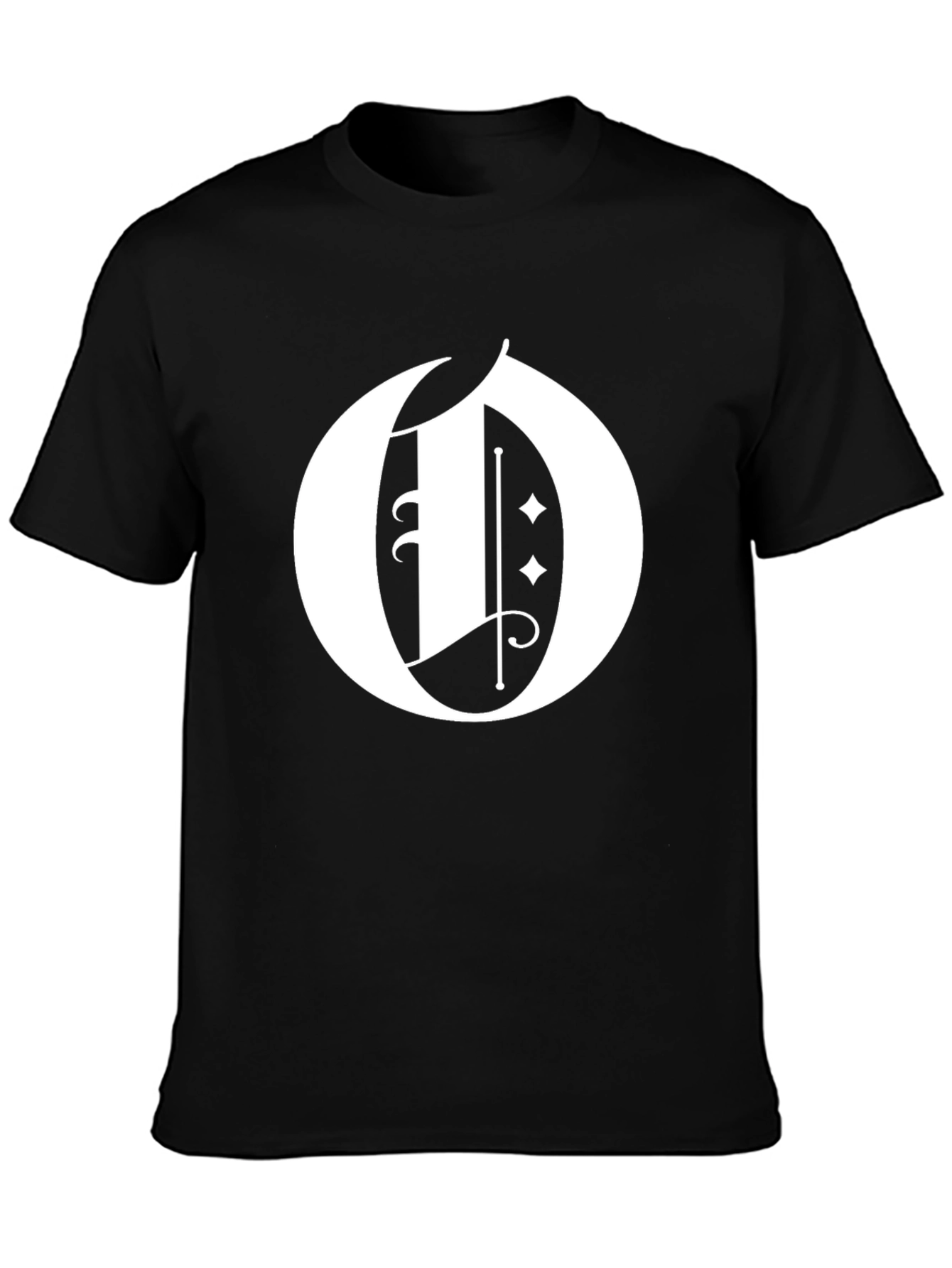 Letter O Graphic Print Black T-Shirt