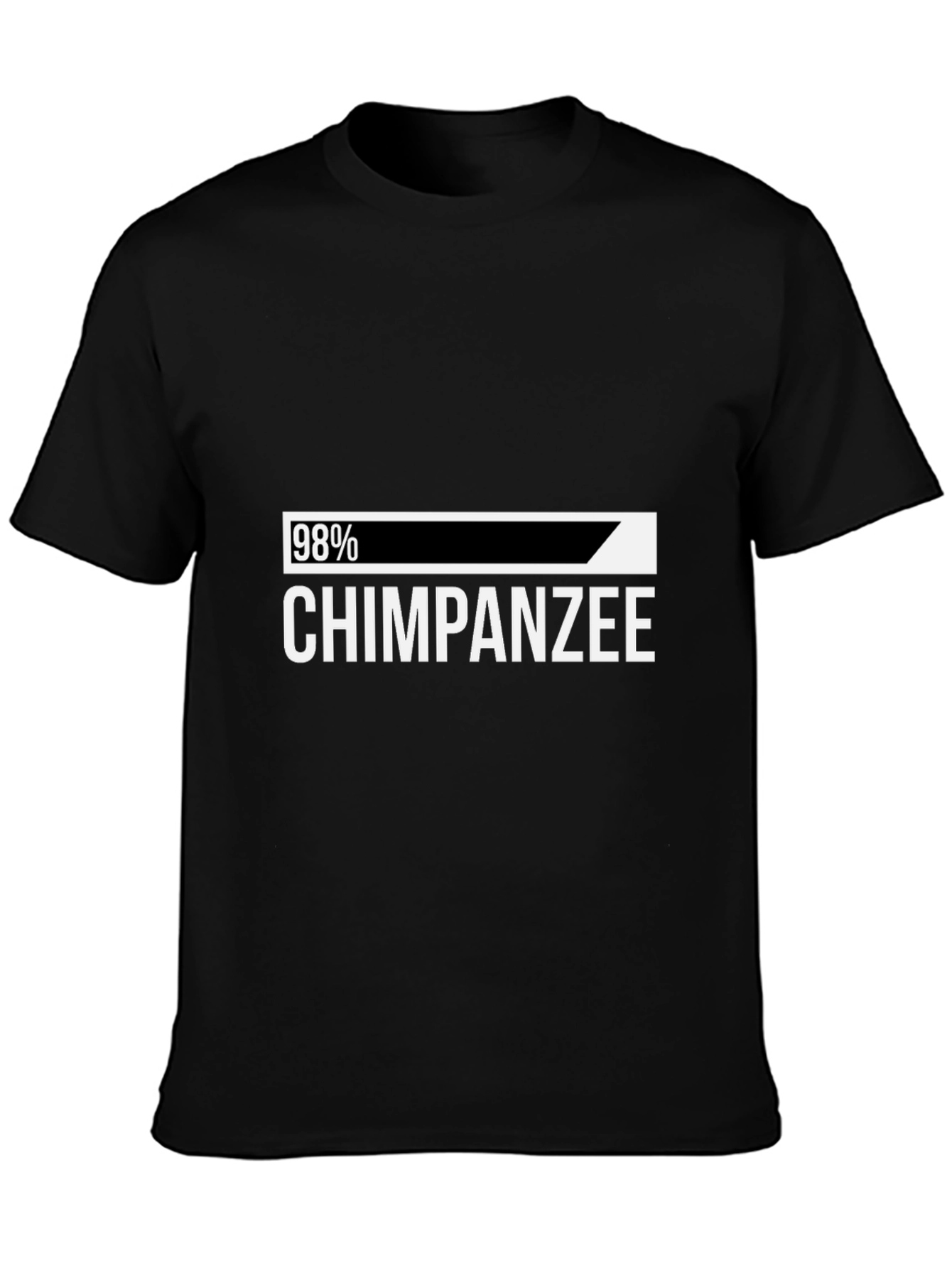 98% Chimpanzee Humor Graphic Tee - Black Cotton