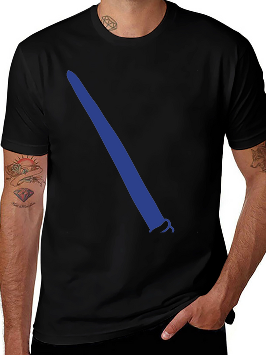 Black T-Shirt with Blue Lightsaber Graphic