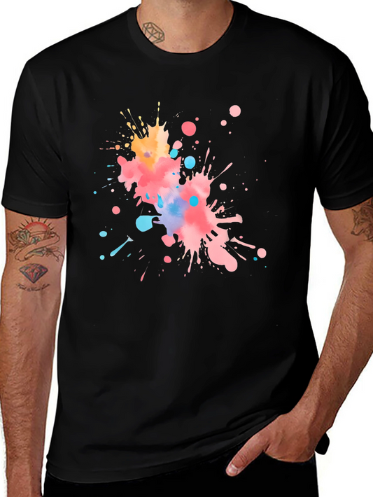 Abstract Splatter Graphic Black T-Shirt