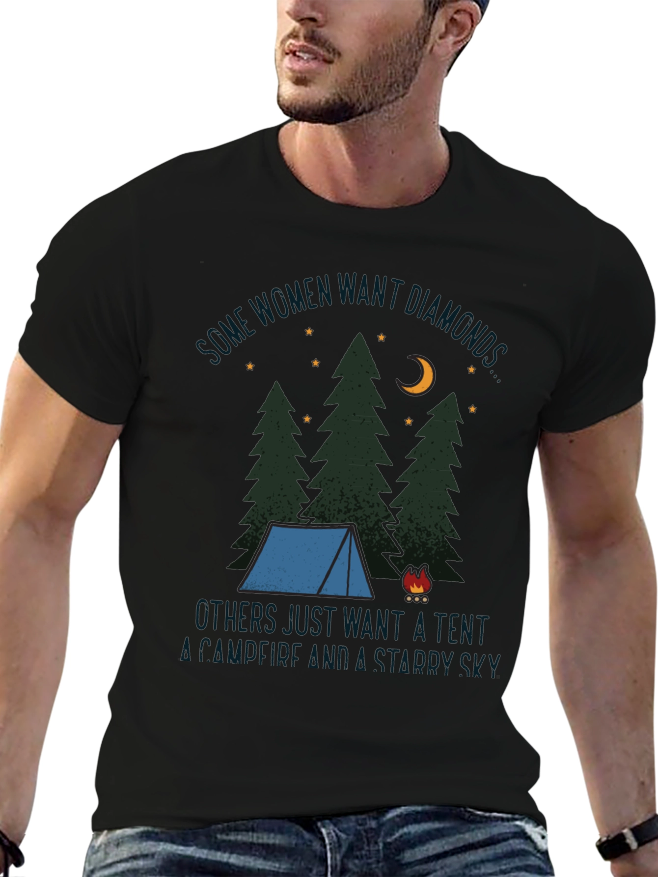 Camping Tent Starry Sky Graphic Tee