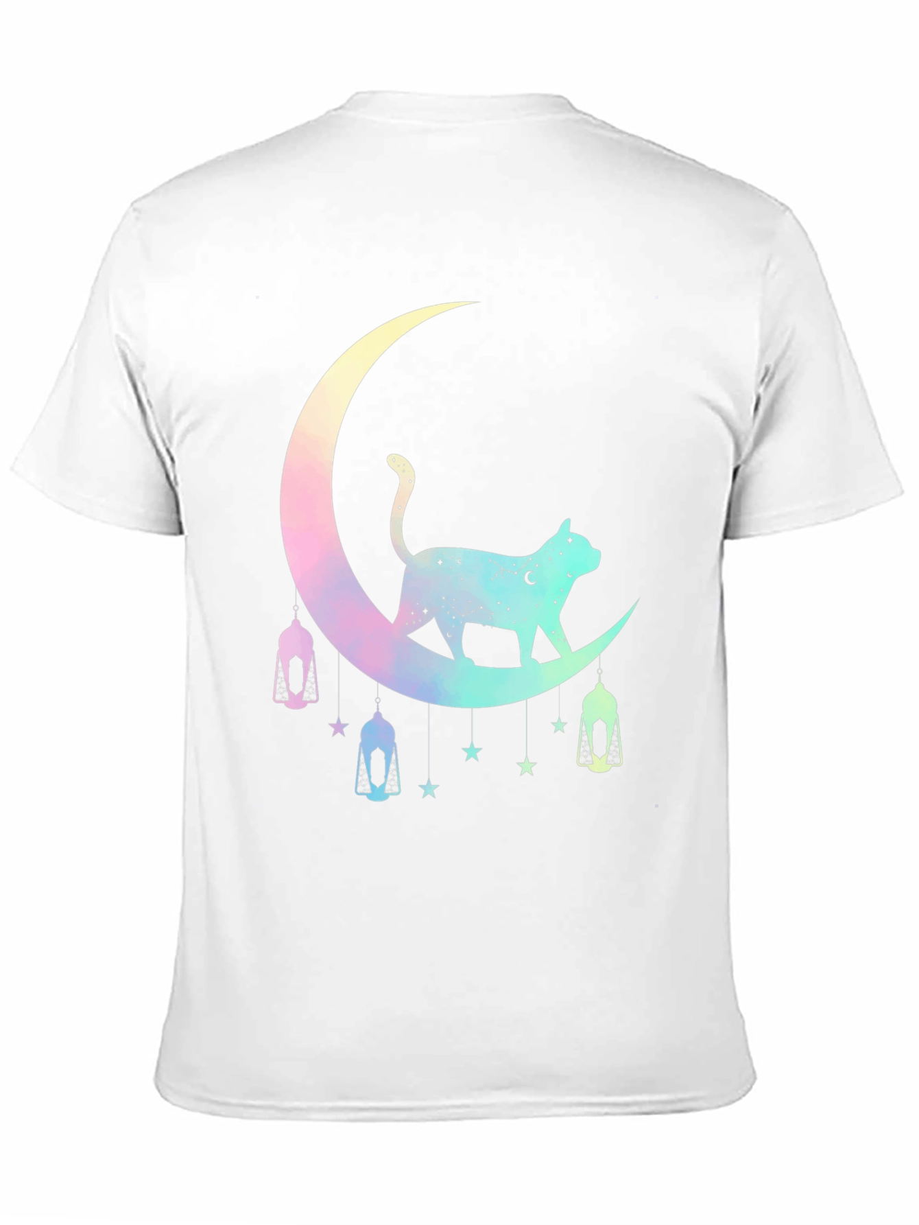 Celestial Cat Moon T-Shirt - Black