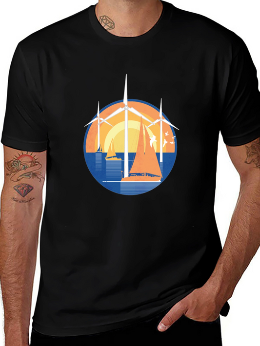 Windmill and Sailboat Graphic Tee