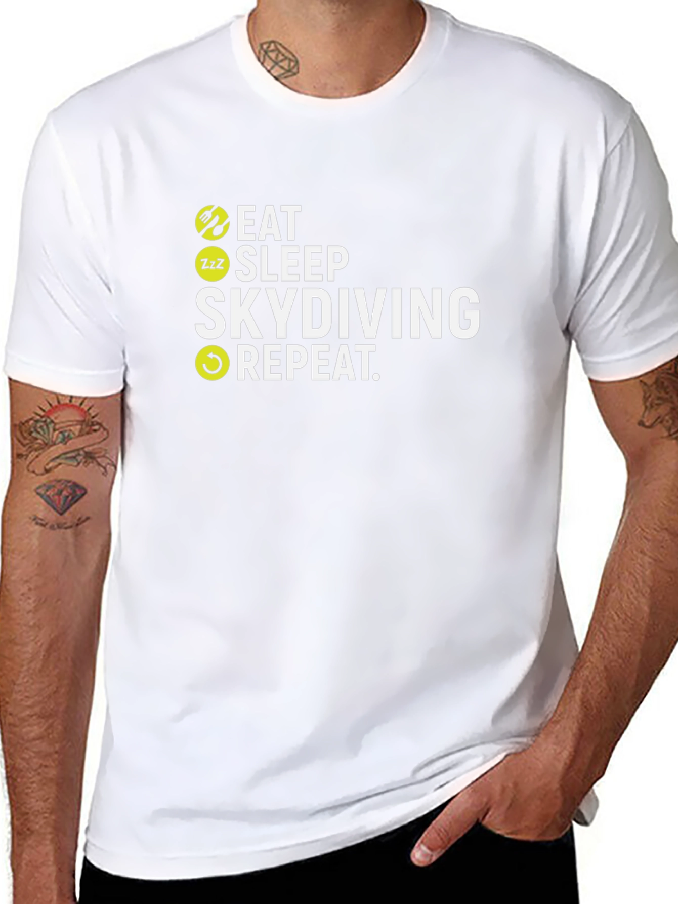 Eat Sleep Skydiving Repeat Black T-Shirt