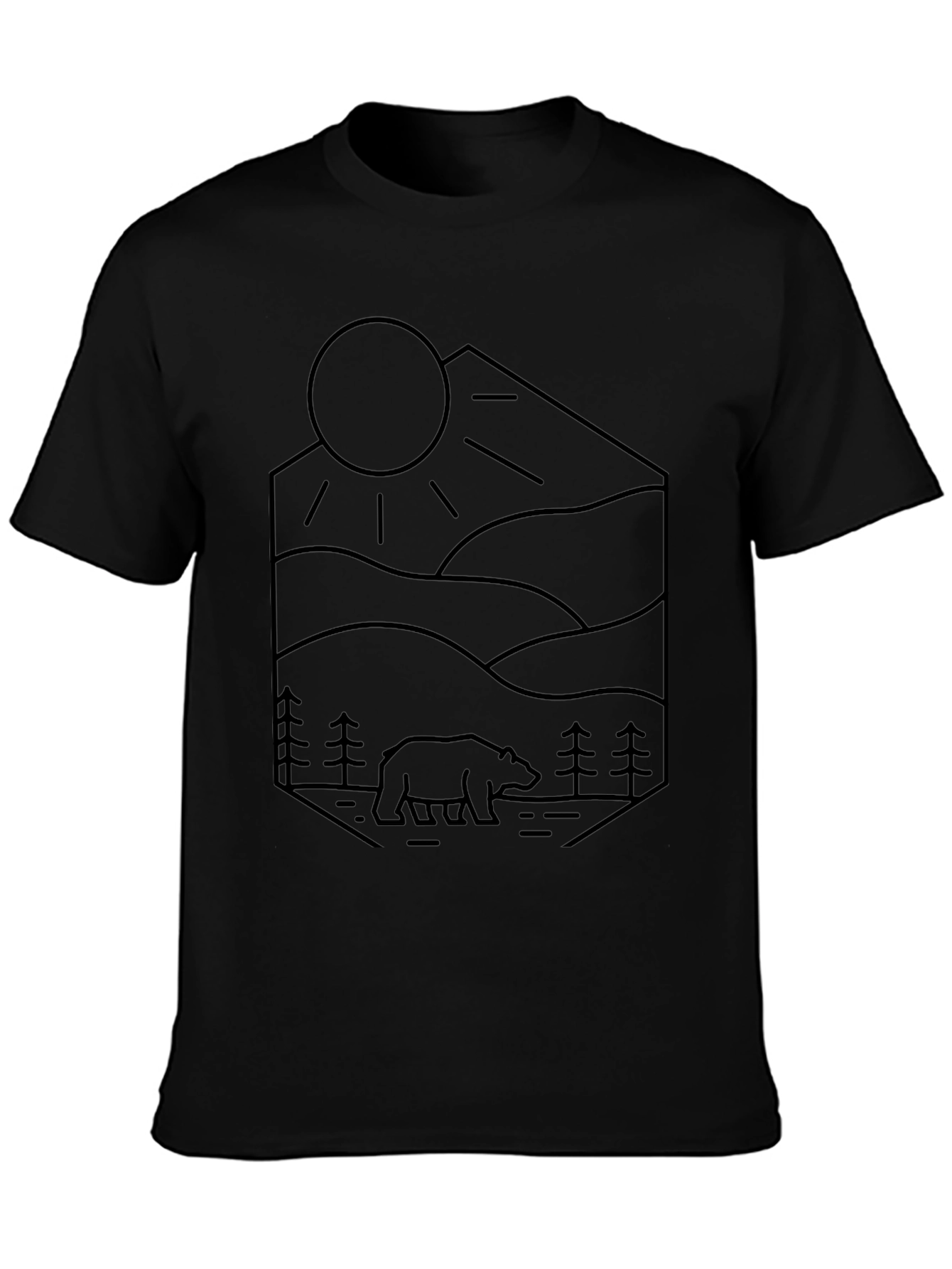 Geometric Bear & Landscape T-Shirt