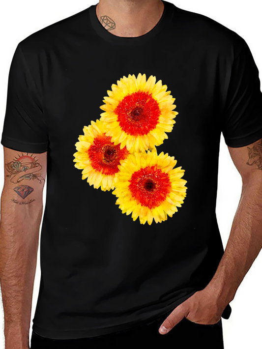 Floral Graphic Tee - Black Cotton T-Shirt