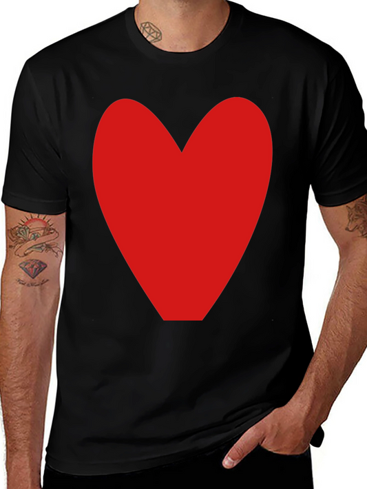 Red Heart Graphic Tee - Black Cotton Blend T-Shirt