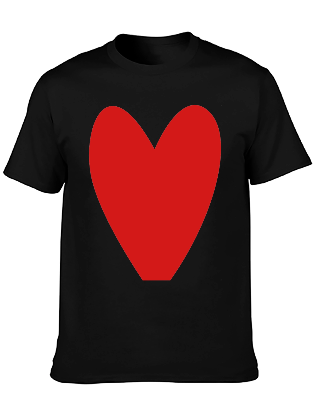 Red Heart Graphic Tee - Black Cotton Blend T-Shirt