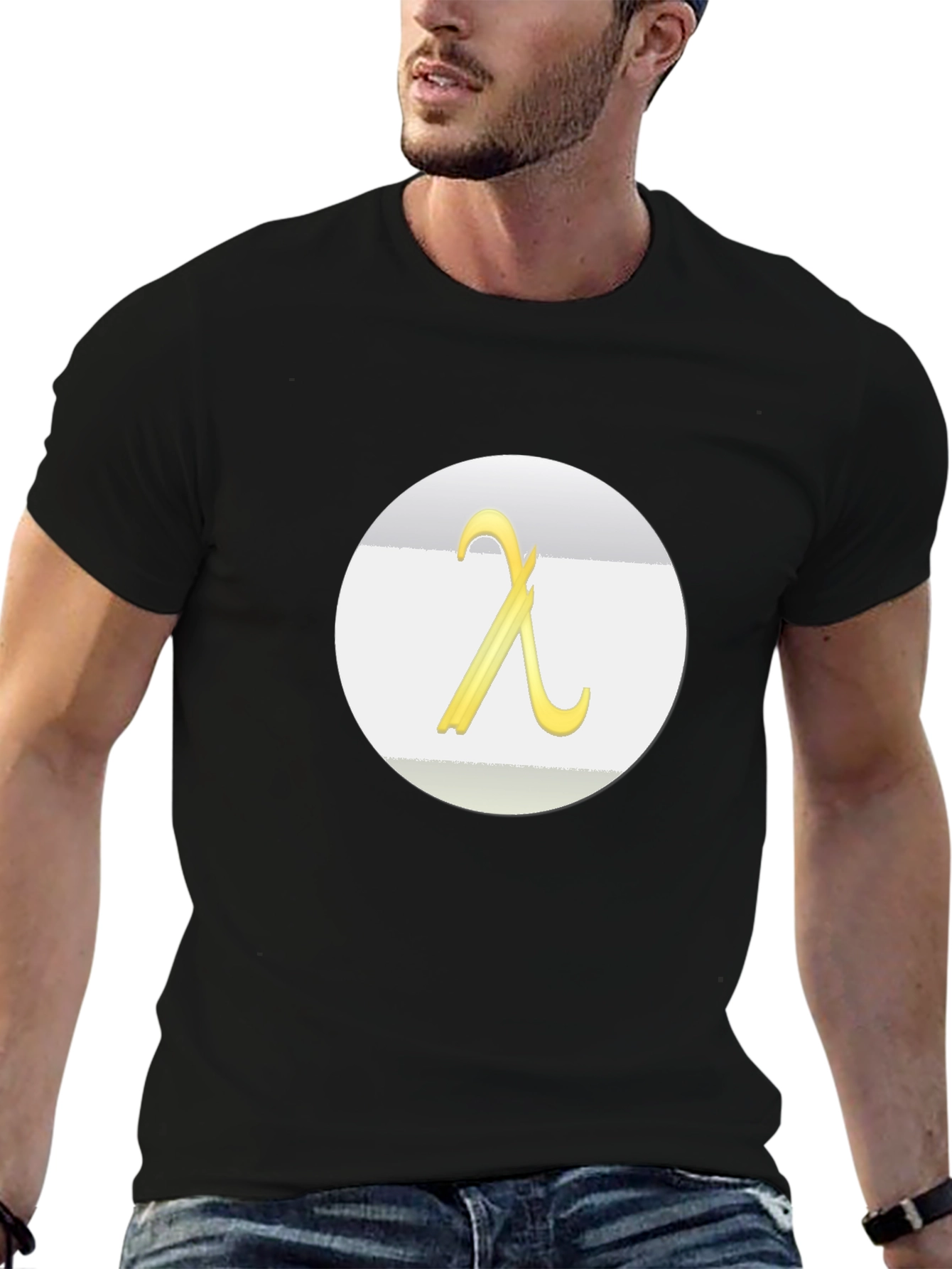 Lambda Symbol Graphic Tee - Modern Casual T-Shirt