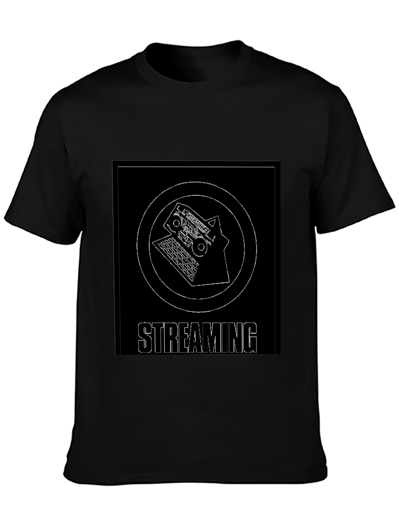 Streaming Graphic Tee - Black Cotton Casual T-Shirt