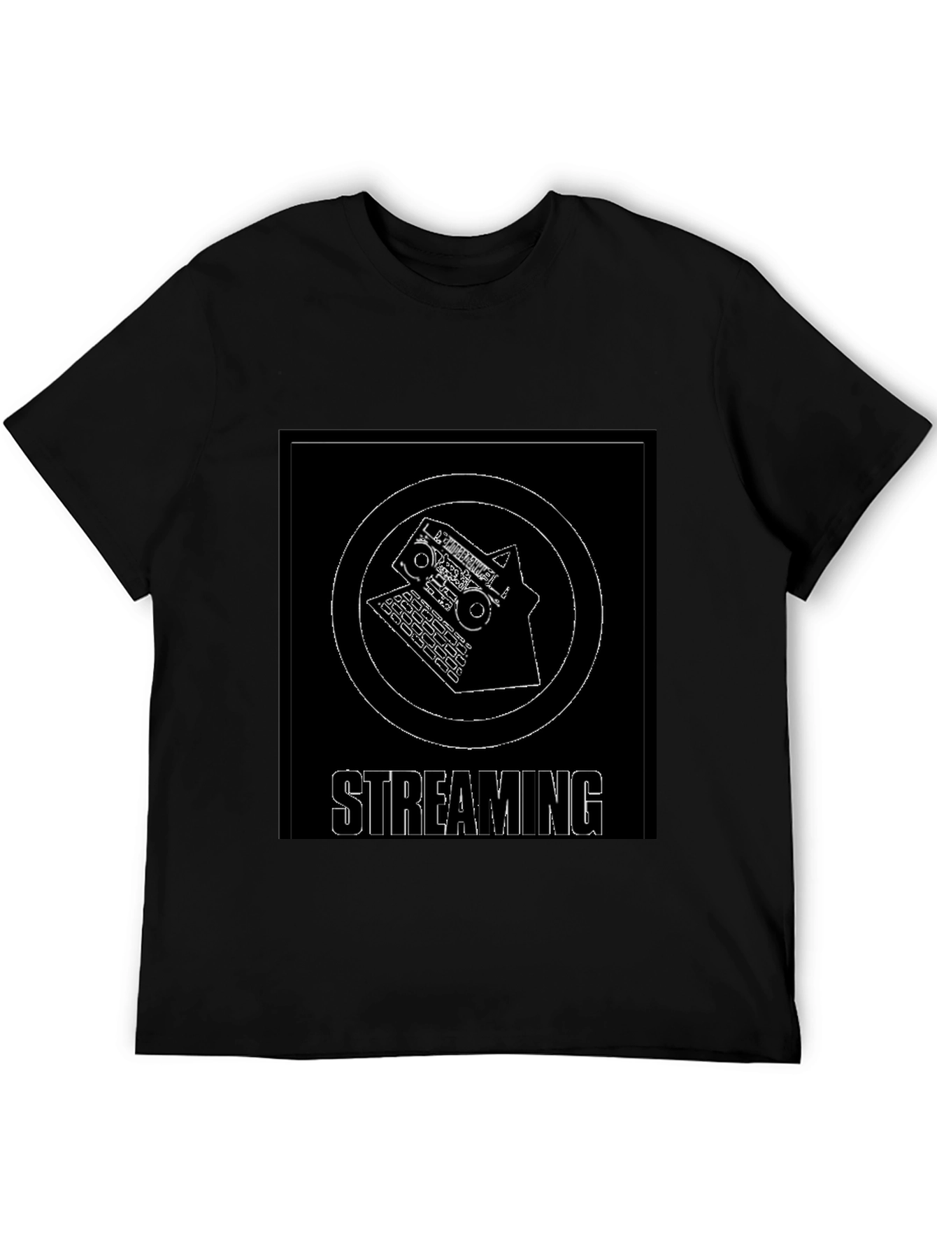 Streaming Graphic Tee - Black Cotton Casual T-Shirt