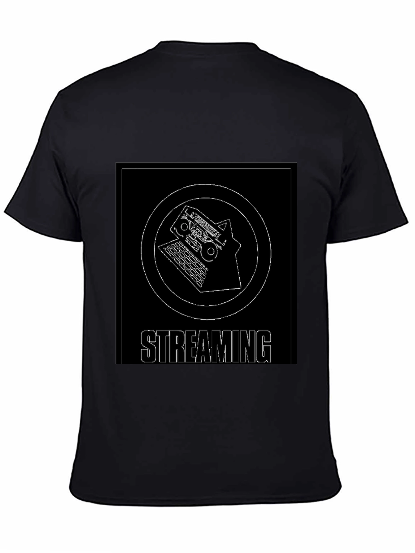 Streaming Graphic Tee - Black Cotton Casual T-Shirt