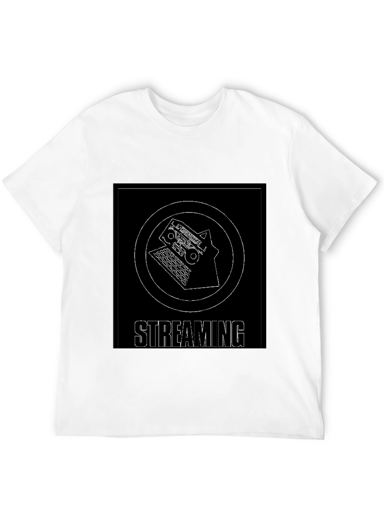 Streaming Graphic Tee - Black Cotton Casual T-Shirt