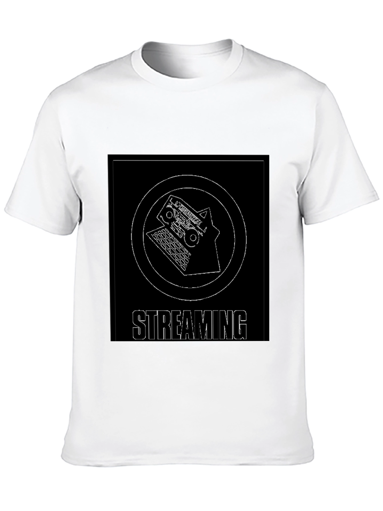 Streaming Graphic Tee - Black Cotton Casual T-Shirt